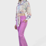 CAMICIA CROPPED CON NODO FLOREALE