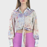 CROPPED SHIRT WITH FLORAL KNOT