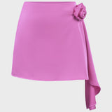 SATIN SKIRT WITH ROSE