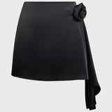 SATIN SKIRT WITH ROSE