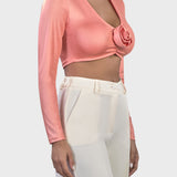 CROP TOP DETTAGLIO ROSA